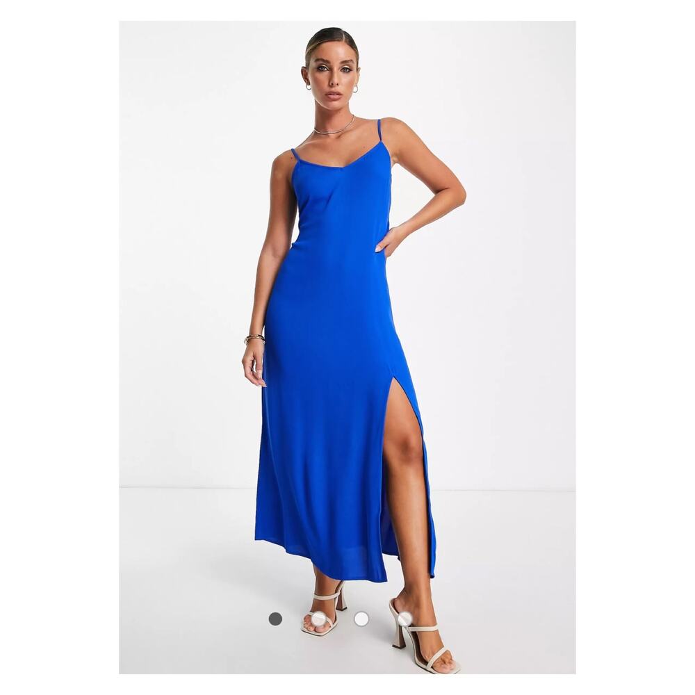 & Other Stories Royal Blue Tie Back Cami Midi Dress Sz.4 NWT